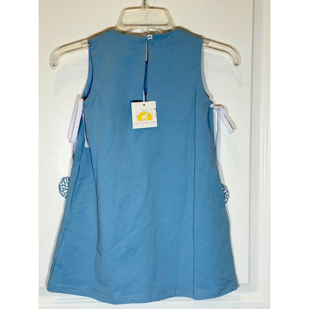 The Yellow Lamb Girls Blue Cheerleader Megaphone Pom Pom Dress Size 6 NWT